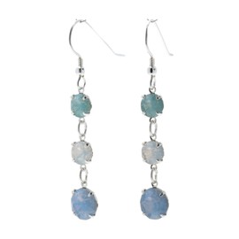 pewterhooter Women;s Sterling Silver Sparkling Air Blue, White and Pacific Opal Drop Earrings