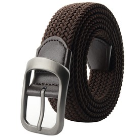 Drizzte 55inch Big Tall Size New Elastic Stretch Big Mens Braided Belt Brown