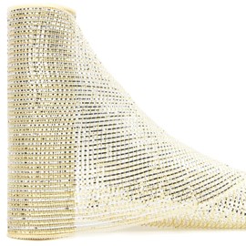 Ribbli Cream Gold Silver Deluxe Metallic Mesh Ribbon 10 inch x 30 feet(10Yard), Cream with Deluxe Gold Silver Wide Foil,Christmas Ribbon for Wreath Swags Wedding Garland and Christmas Tree