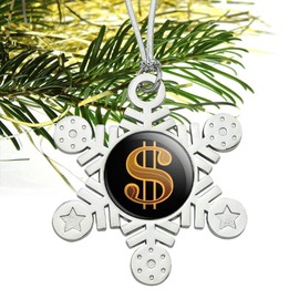GRAPHICS & MORE Dollar Sign Symbol Metal Snowflake Christmas Tree Holiday Ornament