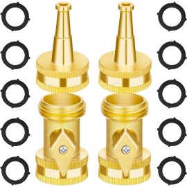 Branded Brass Hose Nozzle - High Pressure Jet Nozzle 4 Count (2 Set), Heavy Duty Wate