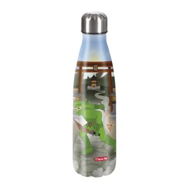 Step by Step Ninja Kimo Insulated Stainless Steel Drinking Bottle, Brown - Green, for Carbonated Drinks, Leak-Proof with Screw Cap, 100% Recyclable, for School and Leisure, 0.5 Litre