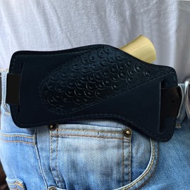 Pancake Leather Knife Sheath for Belt, Handmade Pocket Folding Knife Holder