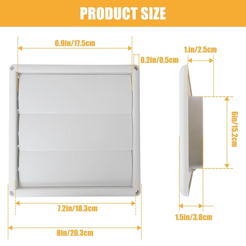 lingsee 6" Dryer Vent Cover for Exterior Wall Vent Hood
