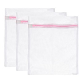 uxcell Mesh Laundry Bags, 3Pcs 9.1"x11.8" Mesh Wash Bag Fine Net Travel Storage Organize Bag with Zipper for Delicate Clothing Laundry Stocking, Pink