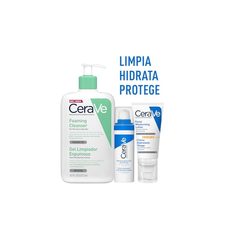 CeraVe Rutina facial: Limpia, hidrata y protege tu piel
