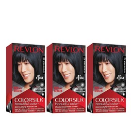 Revlon 3 Pack REVLON COLORSILK Beautiful Color Permanent HairDye #12 Natural Blue Black
