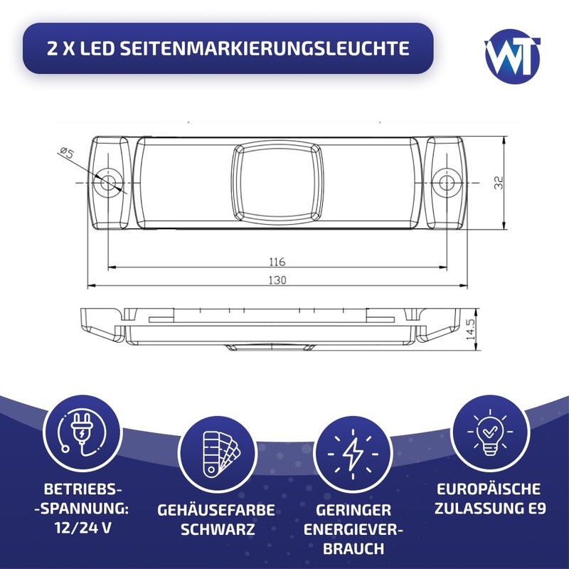 Web Truck 2 x LED Side Marker Light for Home,