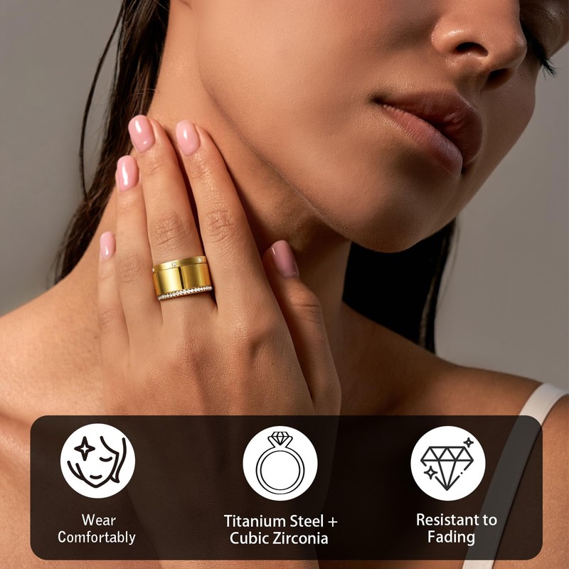 Emibele 3 Pack Gold Stackable Rings for Oura Ring 5/Oura