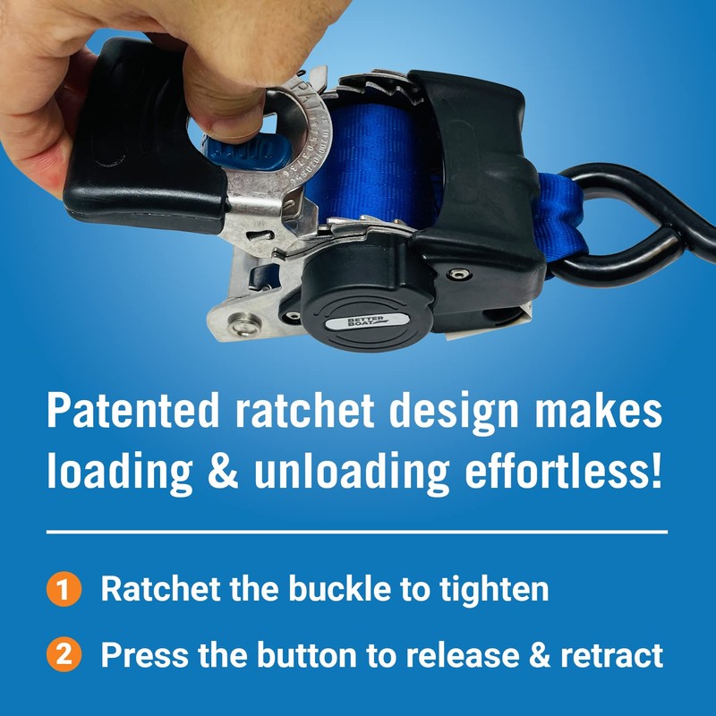 Stainless Steel Retractable Ratchet Straps, Heavy Duty Set, 2 Inch