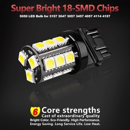 Yorkim 3157 LED Light Bulbs White Super Bright, 3056 3156 3156A 3057 4057 3157 4157 T25 LED Bulbs for Brake Lights, Backup Reverse Lights， Reverse Tail Lights - Pack of 2