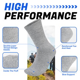 Men's Socks 3 Pairs Fleece Thickened Cushioning Breathable Work Socks Elastic Hiking Solid Color Warm Socks Men's Running Sports Coach Outdoor Hiking (UK, Alpha, One Size, Regular, Tall, grey)