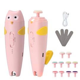 Lictin 2 in 1 Baby Nail Trimmer Electric, Safe Baby Nail File Kit Rechargeable, Baby Nail Clippers with Auto Light for Newborn, Infant, Toddler, Kids, 10 Replacement Grinding Heads, Trim and Polish