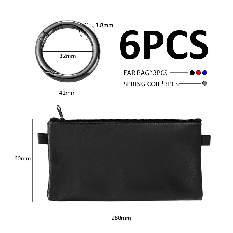 3 Double-Ear Bags, 3 Spring Rings, Portable Wallet Coin Purse,