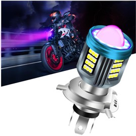 HB2 H4 LED Motorcycle Headlight Bulb Red Blue Angel Eye with HD Projector Super Bright HS1 9003 LED Headlight Bulb 25W 6000K Moto High/Low Beam White 4 Lghting Modes Plug And Play 12V-80V 1PCS