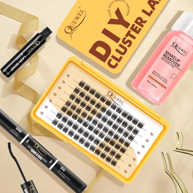 QUEWEL Pack of 84 Eyelash Clusters, Mix 10-16 mm Lash
