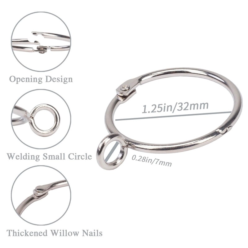 Openable Curtain Rings with Eyelet,24PCS Curtain Rings,Drapes Rings 32mm Interior