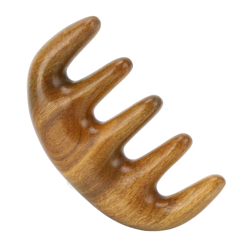 Scalping Massage Comb Handheld Green Sandalwood Massager Wide Tooth Scalping