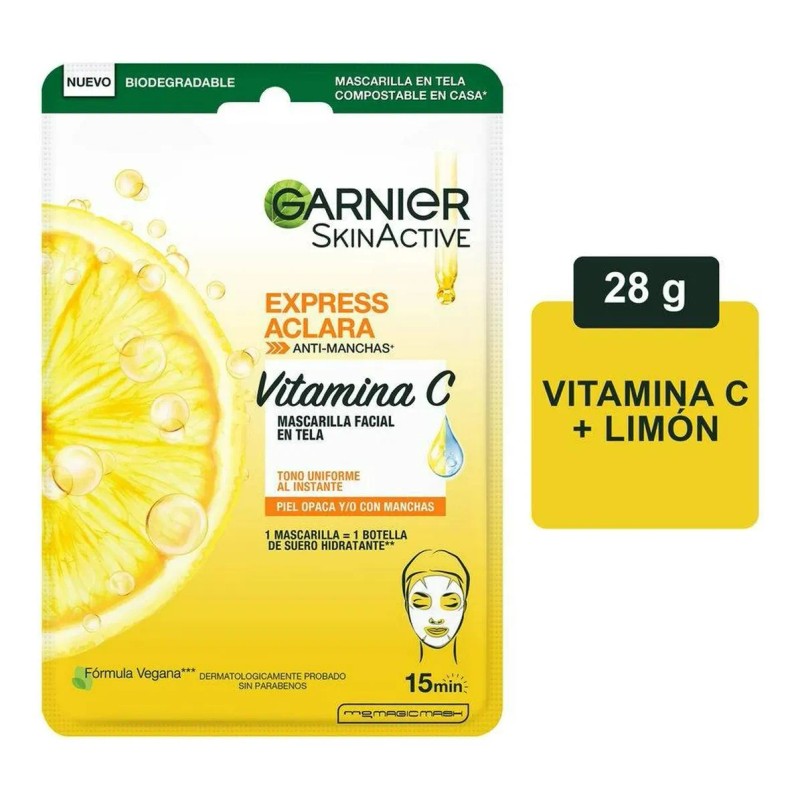 Mascarilla Facial En Tela Garnier Skin Active Express Aclara Anti-Manchas