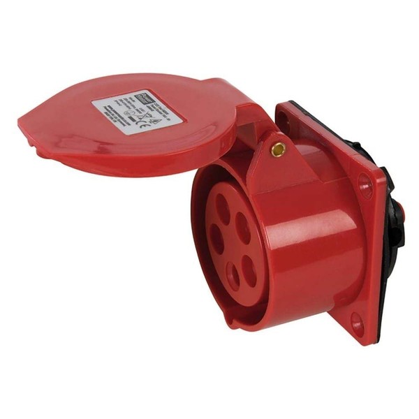 415v Straight Mount Socket Red 16 Amp 5 Pin Garage