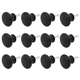HOJLKLD 12 Pack Matte Black Cabinet Knob 1-1/6 Inch Round Cabinet Hardware Knobs for Bedroom Dresser Drawer, Kitchen Cupboard Door and Bathroom Drawer Hardware