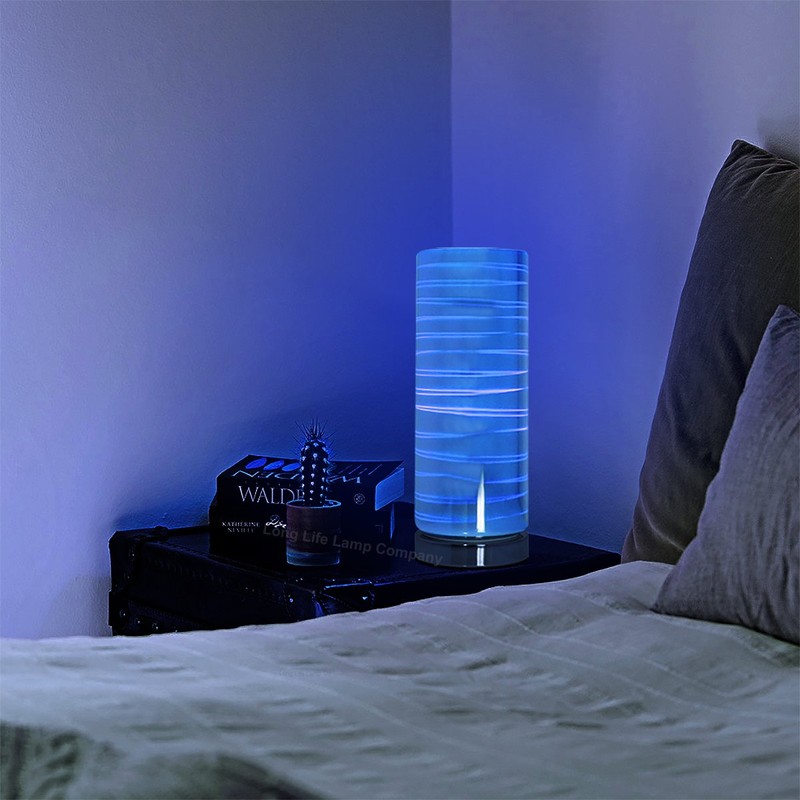 Glass Table Lamp 3D Effect Spirals On Off Switch Chrome