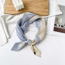 Lutesa Women's Scarf, Pleated Print, Neckerchief, 27.6 inches (70 cm), Bag Decoration, Hair Ornament, Stylish, Spring, Summer, Office, Commuting, Travel, blue (light)