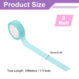 sourcing map 2 Rolls Colored Washi Tape, 11 Yards x 0.6" Colored Masking Tape Painters Tape, Decorative Masking Tape for Arts & Crafts Labeling DIY Scrapbooking Gift Wrapping, Bright Blue