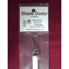 Shade Doctor of Maine 36" Fiberglass Drapery Baton Curtain Wand with Stainless Steel Snap Hook - Our Strongest!