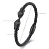 BIYONGDE Black Braided Leather Animal Bangle Bracelet Black Steel Cobra