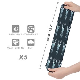 Xmkltbz 5 Pairs Soft Circulation Socks, Compression Crew Knee High Stockings Long Athletic for Running Sports 15.7x3.9 in Print Reindeer Deer Head on Landscape with Trees and Mountains on Dark