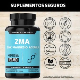 Zinc Magnesio Acerola (zma)  Con Piperina (pimienta Negra) Para Máxima Absorción  Magnesio Complex - Vegano Vitaminas Mujer  Hombre - (180 Cápsulas)  