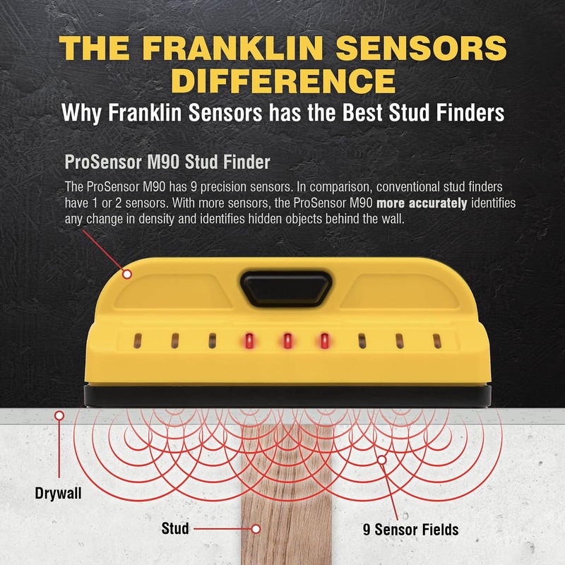 Franklin Sensors ProSensor M90 Stud Finder with 9-Sensors, Wood &