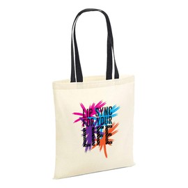 Lip Sync For Your Life Tote Bag- TV Drag Race Queen Cotton Shopper Shopping Gift (Natural Black Handle Prime)