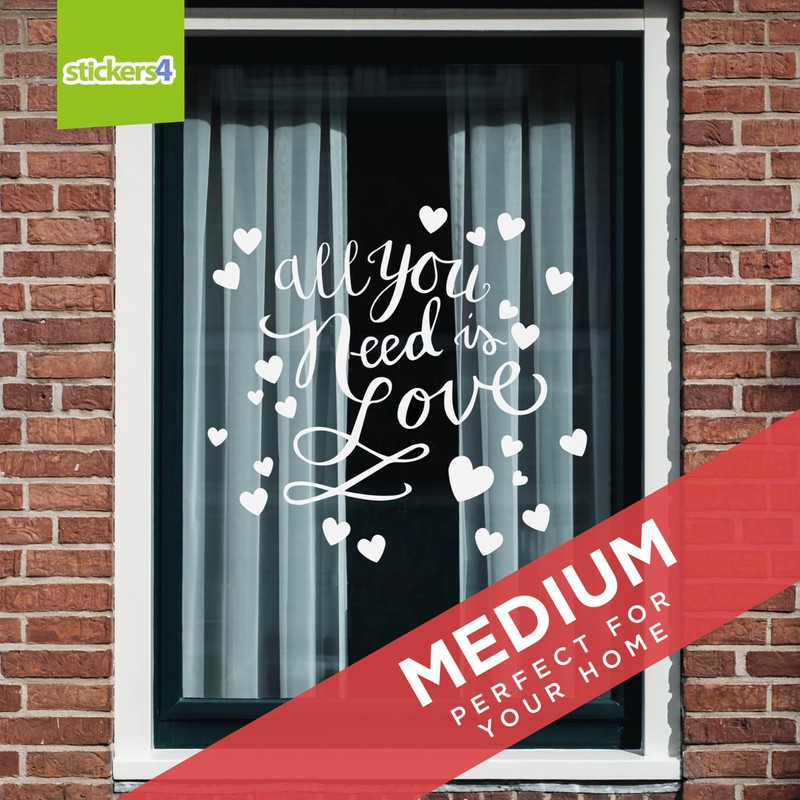 All You Need is Love Large Static Cling Window Sticker