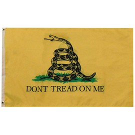 Gadsden Don't Tread On Me Yellow Snake Premium Quality Heavy Duty Fade Resistant Double Sided 100D Woven Poly Nylon 5x8 5'x8' Flag Banner Grommets