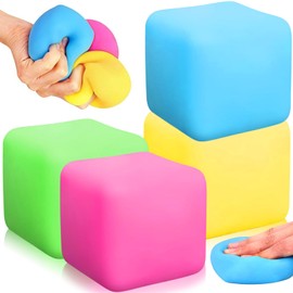 Squeeze Stress Ball, 4 Pack Fidget Toy for Kids and Adults, Ice Cube Sensory Balls Stress Toy, Stress Relief Balls Stress Balls for Kids Adults Fun Toy Stocking Filler