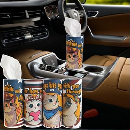Car Tissues Holder with Facial Tissues,Canned Travel Tissue Tubes Box Container for Car Cup Holder Car Tissues Cylinder(50 sheets/3-Ply) (4PCS/Pack)
