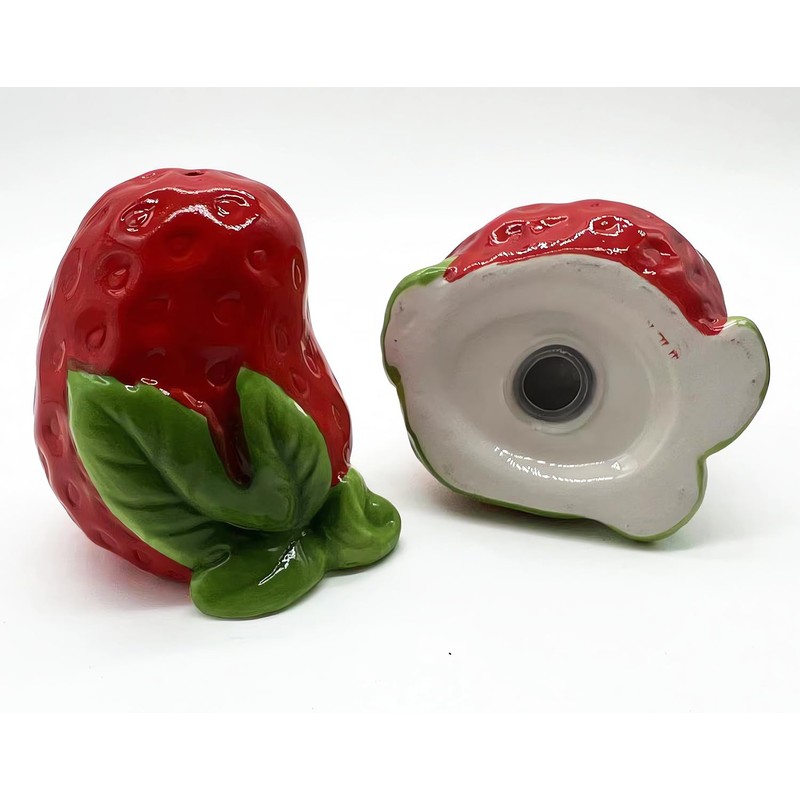 Ceramic Salt & Pepper Shakers - Strawberry Shaped Salt &