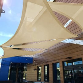 INFRANGE Sun Shade Sails Canopy Equilateral Triangle Sun Shade Cover for Outdoor Activities Garden Patio Deck Balcony (Beige)