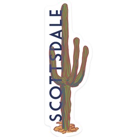 Die Cut Sticker Scottsdale, Arizona, Cactus, Icon, Contour Vinyl Sticker 1 to 3 inches (Waterproof Decal for Cars, Water Bottles, Laptops, Coolers), Small