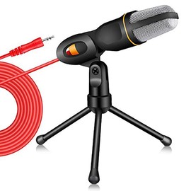 Byttlerom -666 Professional 3.5mm Microphone Wired Home AUX Audio Stereo Desktop Tripod MIC Set for Pc Phone Karaoke Easy Install Black