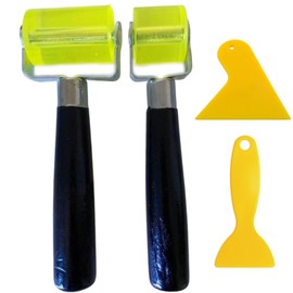 Amazleer 2 Pcs Sound Deadening Roller Kit for Cars Sound Deadening Roller Sound Proofing Roller Car Audio Soundproof Pad Insulation Pad Floor Carpet Wallpaper Rubber Rolle with Scraper Blades