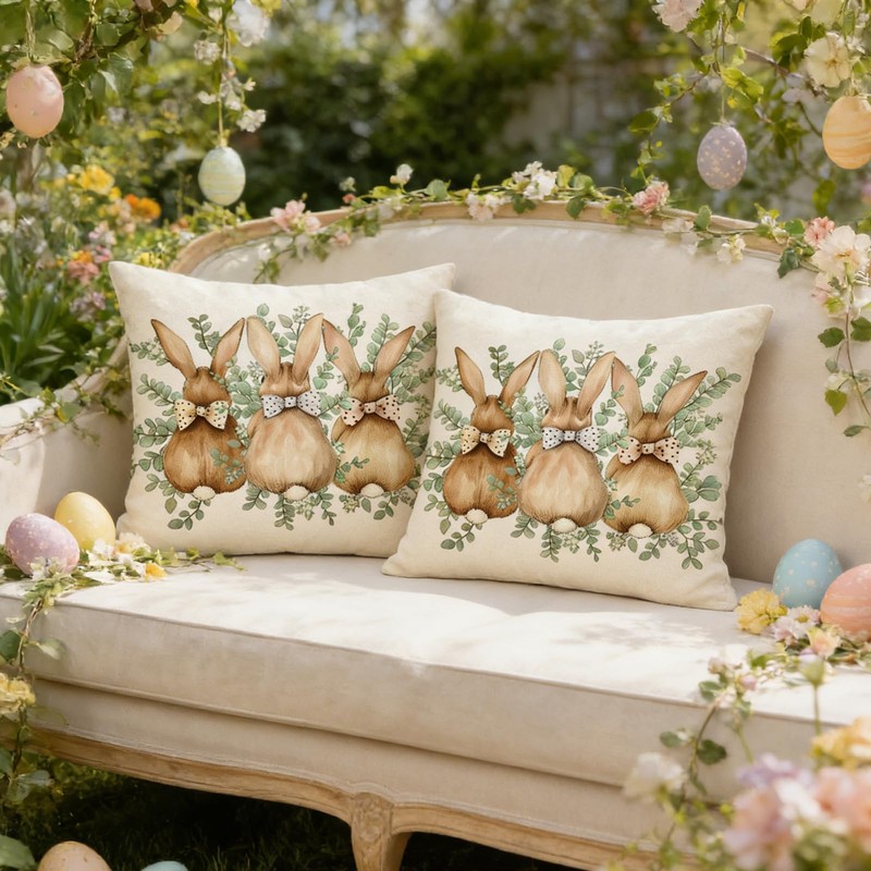 Easter Pillow Covers 16 x 16 Inch Set of 2