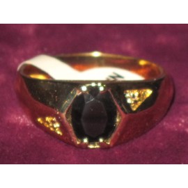 Unknown Mens Genuine Onyx & Diamond & Gold Plated Ring Jewelry Size 7