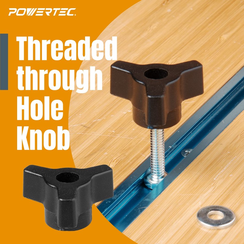 POWERTEC 71068 T Track Knob Kit with 1/4-20 by 1-1/2"