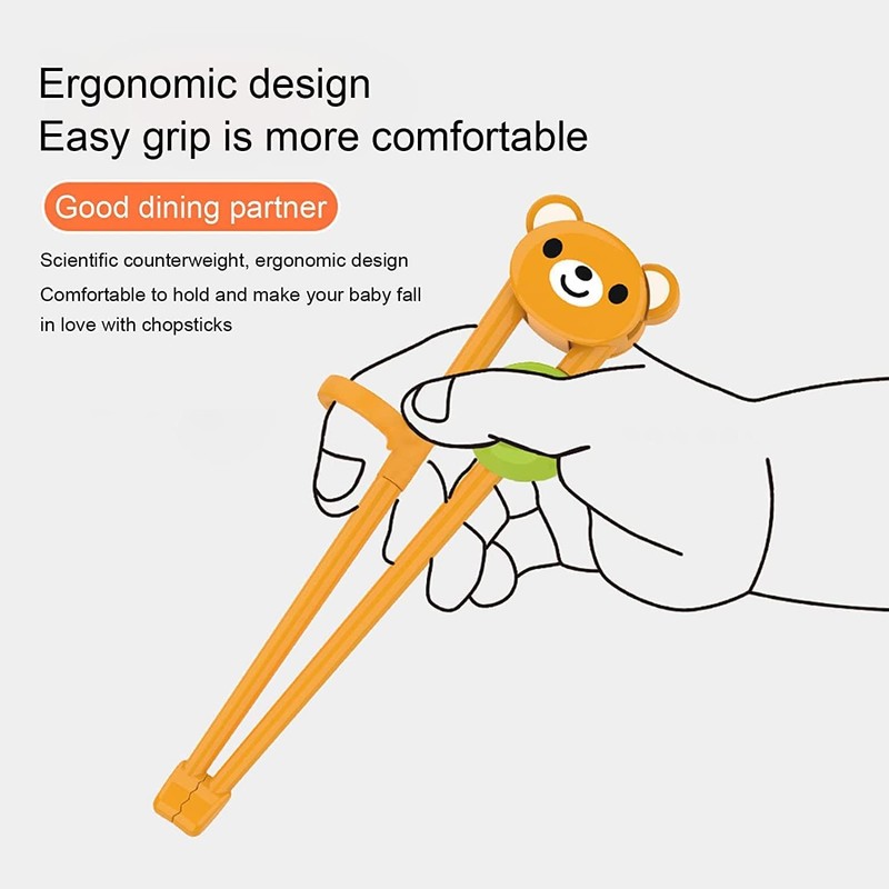 3 Pairs Kids Chopsticks Training Set, Reusable Cartoon Chopsticks for