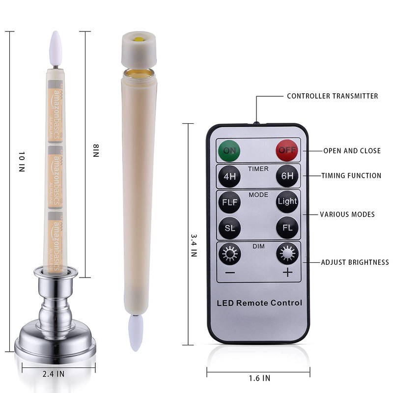 MIXALY 9PACK 8" LED 3D Wick Taper Candles with Remote