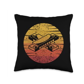 Chromatic Harmonica Set Accessories Beginner Gifts Retro Harmonicist Mouth Harp Harmonist Harmonica Throw Pillow, 16x16, Multicolor