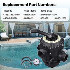 FuseRish 262506 1-1/2’’ 6-Way Clamp Style Valve Compatible with Pentair 262506 Multiport Valve, Compatible with Tagelus/Sand Dollar/Meteor Pool and Spa Sand Filters Replace 4600-2506, 4600-2507